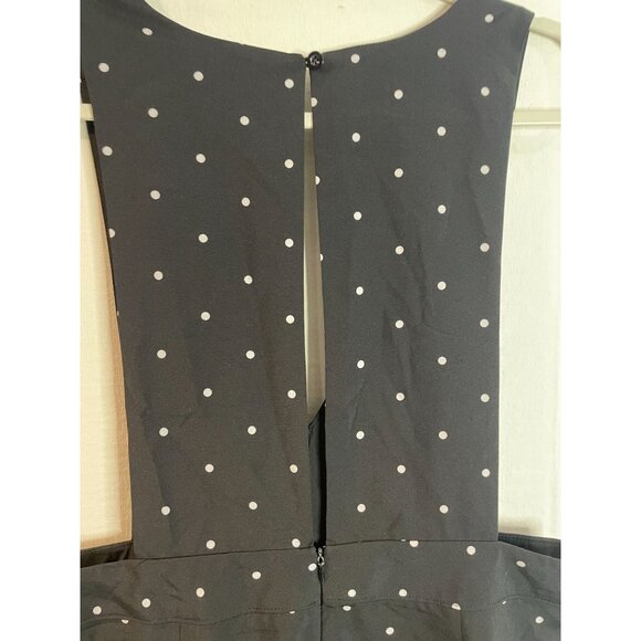 Women's Black Polka Dot Jumpsuit By Splash Size 10 With Deep V-Neck & Wide Legs - Picture 13 of 16